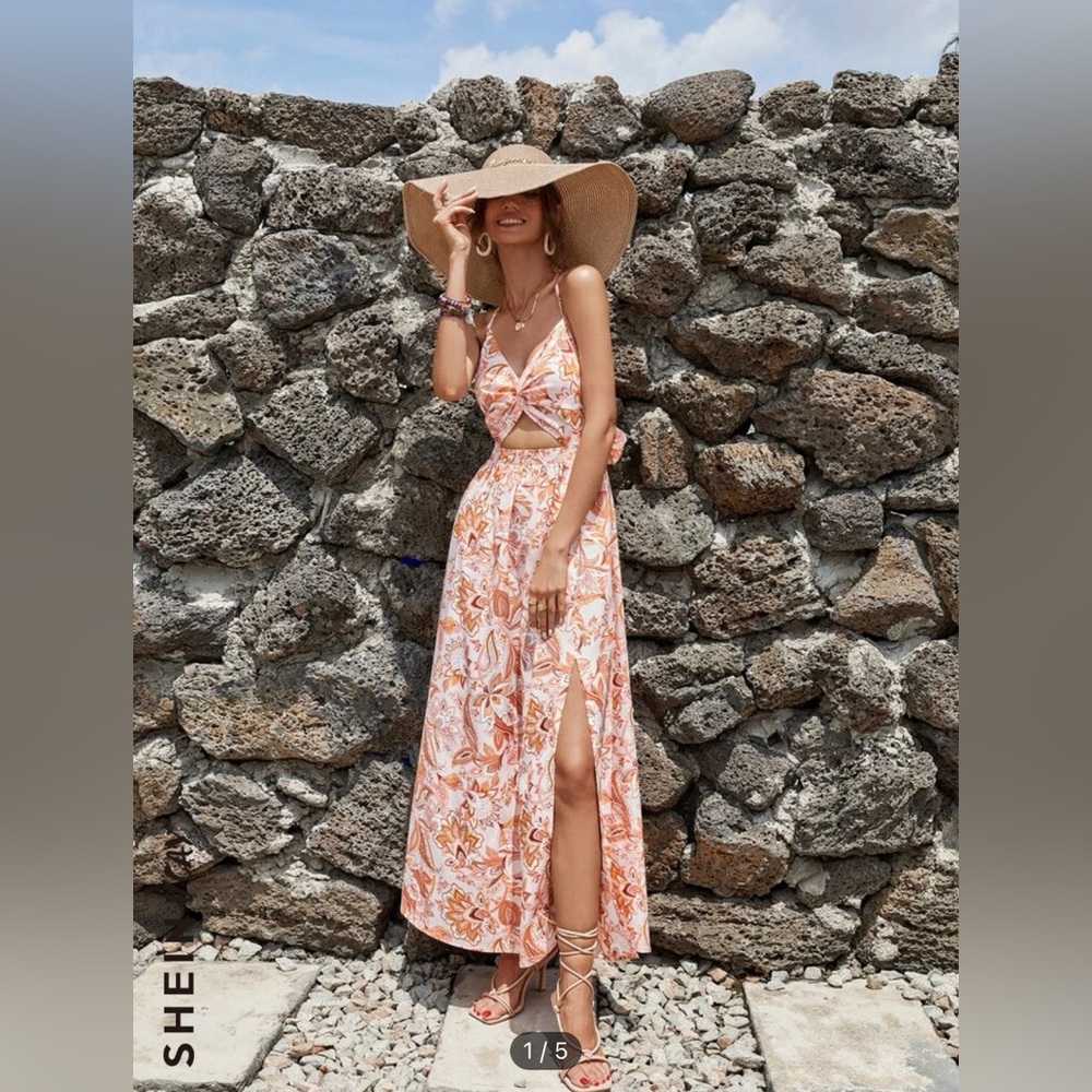 Cami Floral Dress with Tie in the Back (SMALL)